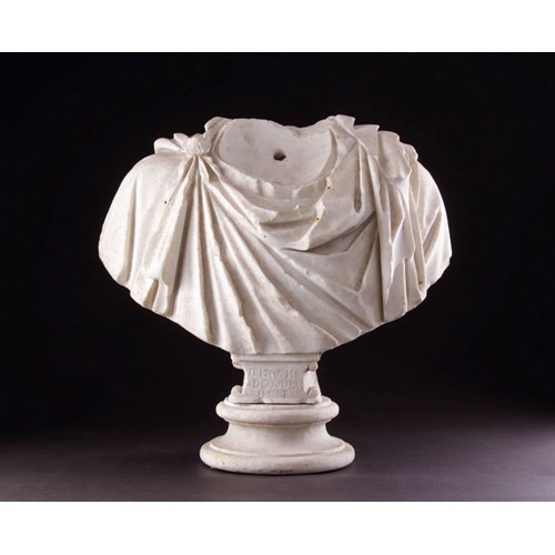 Ancient Roman Marble Shoulders from a Portrait Bust of a Man Dressed in an Imperial Toga